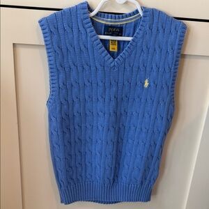 4T Polo by Ralph Lauren Light Blue Cable-Knit V-Neck Sweater Vest